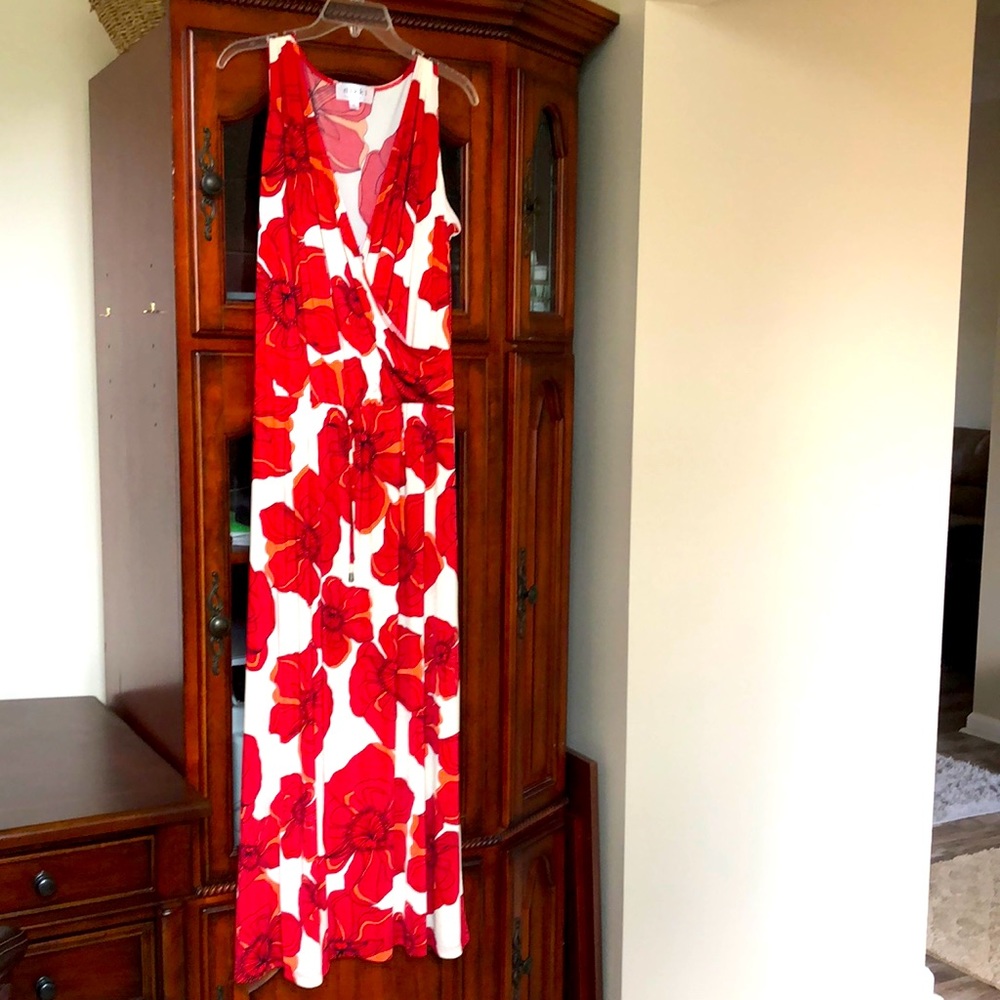 Multicolor Maxidress 57”long 22” across chest elastic waist with pull cords